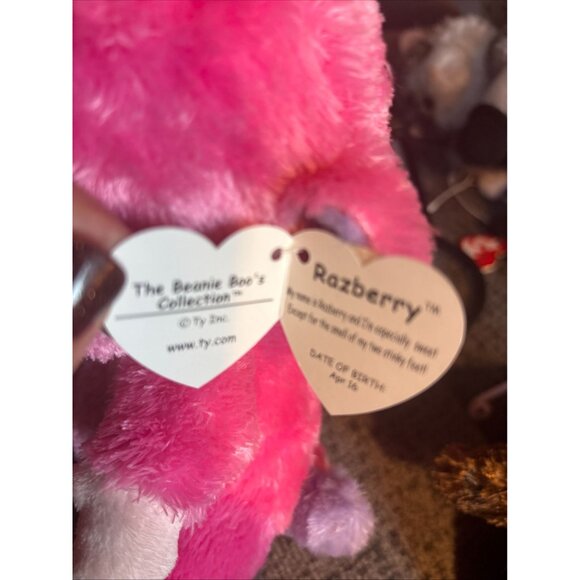 Ty Beanie Boos Razberry Pink Plush Monkey With Big Eyes Soft Stuffed Animal - Picture 2 of 7